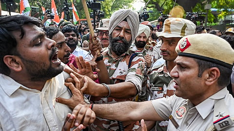 Heavy security arrangements were made around central Delhi as activists attempted to march towards Jantar Mantar from different locations