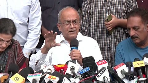 Bhushan accused the BJP-led government of attempting to suppress dissent while portraying opposition mobilisation as a plot to destabilise the country