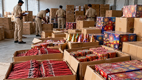 Police seized five tonnes of firecrackers from a factory on the Mallapur-Asrawa road and arrested a Hisar resident in a case of alleged illegal manufacturing and storage | Representational image