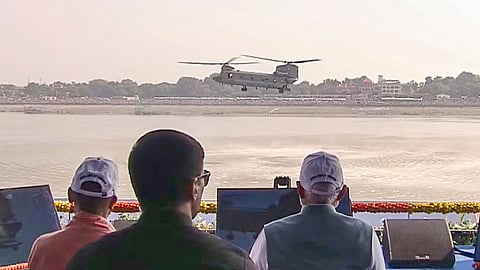 Prime Minister Narendra Modi witness the Indian Air Force Aerial Display-2026 ('Wings over Ganges') at Namo Ghat, in Varanasi | PTI