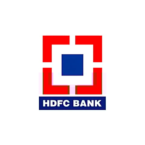 HDFC Bank logo with red and blue square design