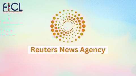 Reuters News Agency logo with FICL branding on a pastel background.