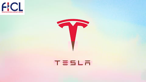 Tesla and FICL logos on gradient background