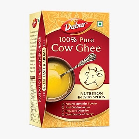 Dabur 100% Pure Cow Ghee will be available in a 1-liter pack at an MRP of Rs 599