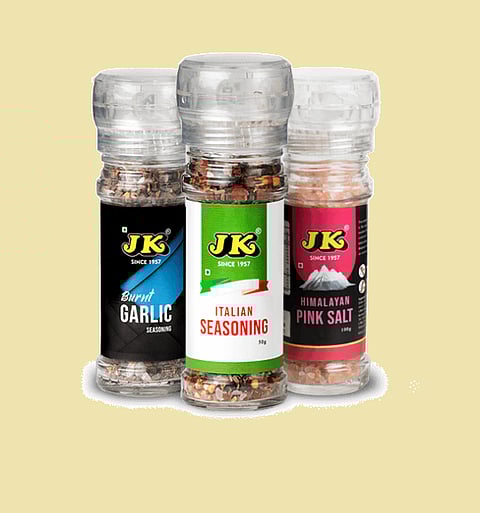 JK Masale's newly launched product range includes five glass grinders and two sprinklers