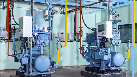 GEA's high-speed 4500 rpm ammonia M Series screw compressor package is an important part of the refrigeration system at Fortune Dairy's new plant near Pune, India.