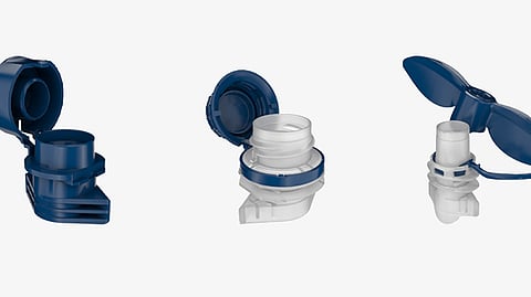 Tethered fitments & caps for pouch packaging