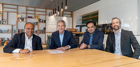 Nish Patel, President, Alfa Laval; Calvin Grieder, Chairman of Bühler Group & BenLink; Imran Rashid, President of BU Food Heat Transfer at Alfa Laval; and Riccardo Semadeni, CEO, BenLink (L to R).