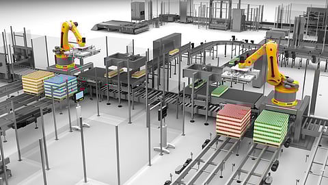 Two Innopal RKs depalletize the cans and trays with a vacuum clamping head specially designed for this purpose.