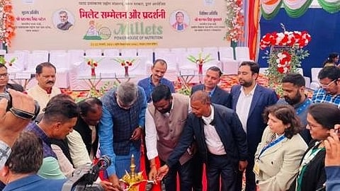 Minister of State for Food Processing Industries, Prahlad Singh Patel, inaugurates Millets Mahotsav at Mandla, Madhya Pradesh on 21 January 2023.