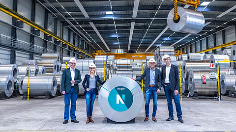 L to R - Guido Kerkhoff, CEO Klöckner & Co, Dr. Nadine Sterley, Chief Sustainability Officer at GEA, Johannes Giloth, member of the Executive Board and COO of GEA, Hasso Haibach, CEO Becker Stahl-Service