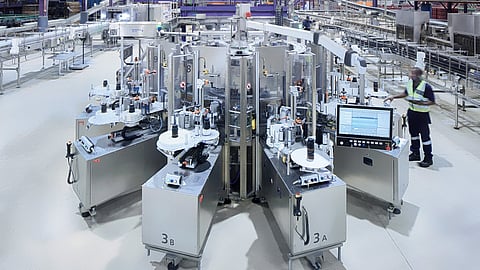 The two KHS Innoket Neo Flex labelers each have six self-adhesive labeling stations.
