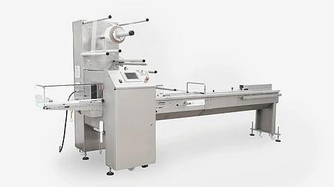 The new Syntegon Pack 103 flow wrapping machine: An affordable, user-friendly automation solution for small and medium-sized businesses, offering flexibility for various product sizes and up to 175 packs per minute output.