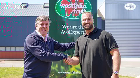 Wim Destoop, Chief Customer Officer at Westfalia Fruit (left) and Carel van Krimpen, founder and CEO of Greenpoint Trading (right).