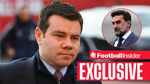 Football Insider exclusive as Newcastle sporting director Ross Wilson looks towards chairman Yasir Al Rumayyan, who watches from a circular inset.