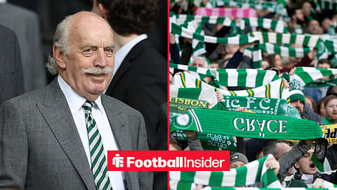 Dermot Desmond on left Celtic fans on right