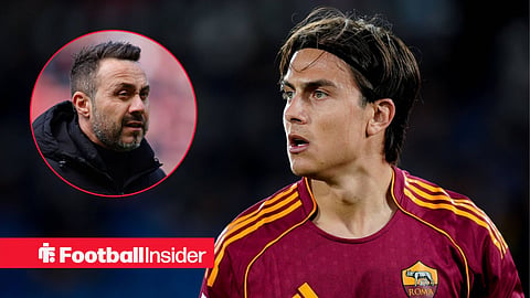 Tottenham boss Roberto De Zerbi looking at Roma's Paulo Dybala