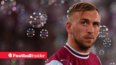 Jarrod Bowen in West Ham kit surrounded by bubbles