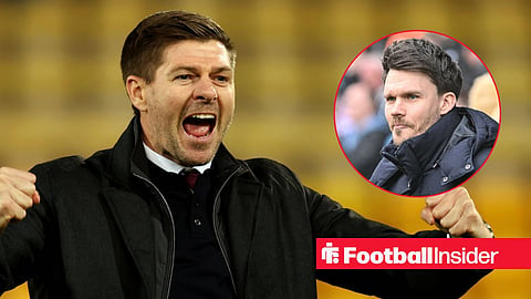 Steven Gerrard celebrating as a manager with Rangers boss Danny Rohl right inset