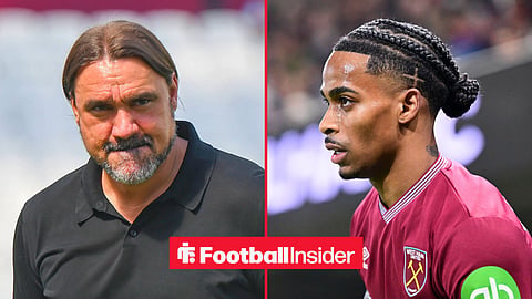 Split image of Leeds United manager Daniel Farke prior to kick-off during the Premier League match between West Ham and Leeds at the London Stadium and Crysencio Summerville during the Premier League match between Fulham and West Ham at Craven Cottage