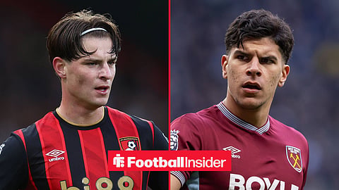 Alex Scott looking focused for Bournemouth, with Mateus Fernandes in action for West Ham