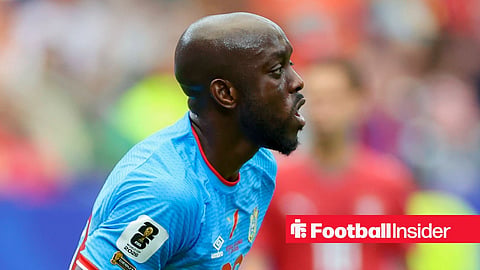 Newcastle United striker Yoane Wissa playing for DR Congo in the 2026 World Cup against Portugal