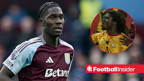 Amadou Onana of Aston Villa during the Premier League match at Villa Park, Birmingham / Caleb Yirenkyi celebrates his winner in Ghana vs Panama at the 2026 World Cup