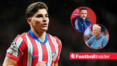 Atletico Madrid striker Julian Alvarez in action during 2025-26 / Nottingham Forest manager Vitor Pereira looks on prior to the Premier League 2025-26 match between Sunderland and Nottingham Forest at the Stadium of Light on April 24, 2026 / David Moyes Manager of Everton during the Spurs vs Everton final match of the 2025/26 Premier League season