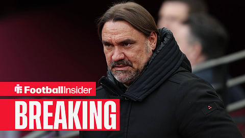 Leeds manager Daniel Farke starring into the distance on the touchline