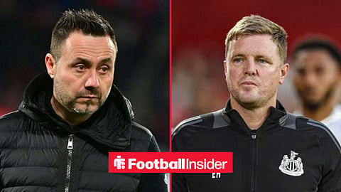 Roberto De Zerbi and Eddie Howe both looking stern on the touchline at Tottenham and Newcastle respectively
