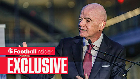Football Insider exclusive as FIFA president Gianni Infantino talks at a public event.