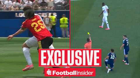Nathan Ngoy drags Medhi Taremi to be sent off in Belgium's draw with Iran / Issa Diop is shown a yellow card after dragging down Che Adams in Morocco vs Scotland