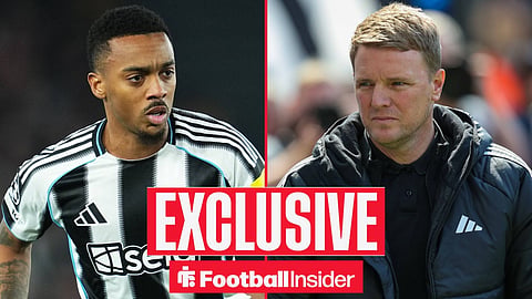Joe Willock in action for Newcastle with Eddie Howe on sidelines both frowning facing each other