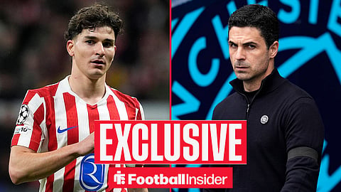 Atletico Madrid's Julian Alvarez during Champions League 2025/2026, Round of 16 1st leg match between Atletico Madrid and Tottenham Hotspur / Mikel Arteta manager of Arsenal during the Manchester City vs Arsenal Premier League match at the Etihad Stadium, Manchester