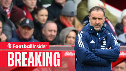 Vitor Pereira with arms folded in Nottingham Forest dugout