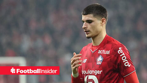 Matias Fernandez-Pardo looking downwards while playing for Lille