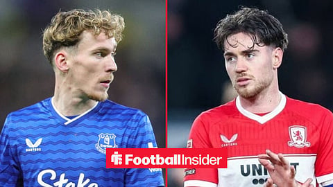 James Garner and Hayden Hackney in action for Everton and Middlesbrough respectively