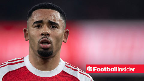 Gabriel Jesus in Arsenal home kit looking confused