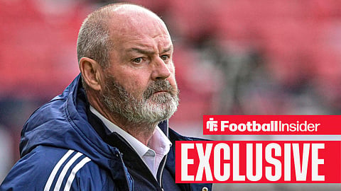 Football Insider exclusive as ex-Scotland manager Steve Clarke stands on the touchline.