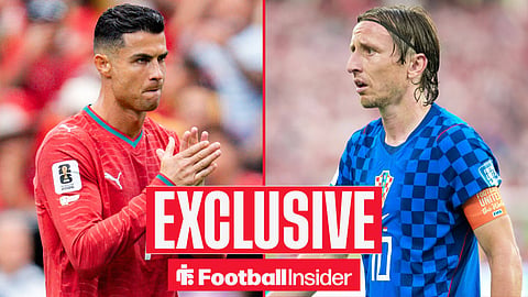 Cristiano Ronaldo applauds the fans in Portugal vs DR Congo on 17/06/26 / Luka Modric of Croatia looks on during a FIFA Mens World Cup 2026 round of 32 football match between Portugal and Croatia at Toronto Stadium
