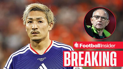 Daizen Maeda in action for Japan, with Martin O'Neill in a circular inset
