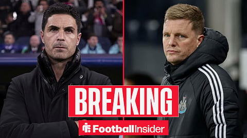 Mikel Arteta and Eddie Howe looking focused on the sidelines at Arsenal and Newcastle respectively