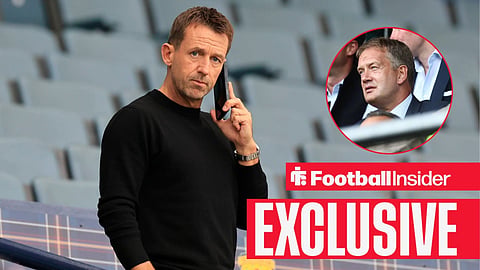 Football Insider exclusive as Kilmarnock manager Neil McCann is on the phone, while SFA chief Ian Maxwell watches from a circular inset.