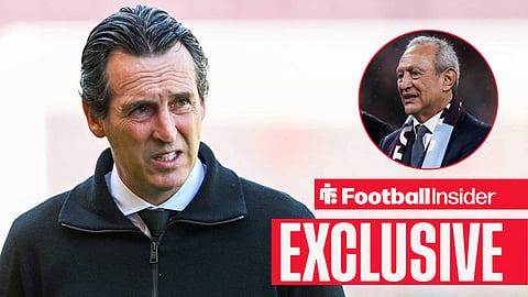 Aston Villa manager Unai Emery on the pitch ahead of the Premier League match between Bournemouth and Aston Villa at the Vitality Stadium, Bournemouth, England on 10 May 2025 / Nassef Sawiris look on during the award ceremony following the UEFA Europa League 2025/26 final football match between SC Freiburg and Aston Villa FC