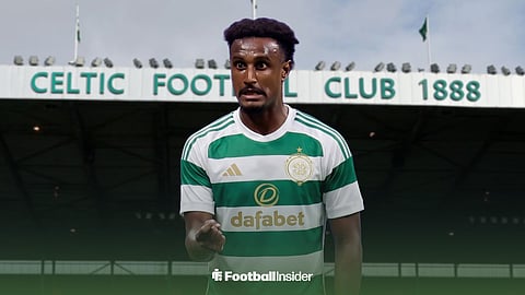 Haissem Hassan as a Celtic player urging a teammate at Celtic Park