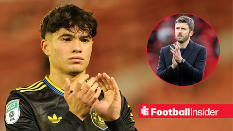 Gabriele Biancheri of Manchester United applauds the fans after the final whistle during the The Vertu Trophy Group D match Barnsley vs Manchester United U21 at Oakwell, Barnsley, United Kingdom, 21st October 2025 / Manchester United manager Michael Carrick applauds the fans at Old Trafford