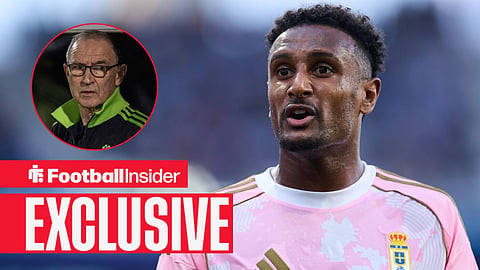 Haissem Hassan shouting at teammate with Martin O'Neill left inset on sideline looking at him