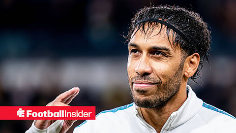 Pierre-Emerick Aubameyang smiling in Marseille tracksuit