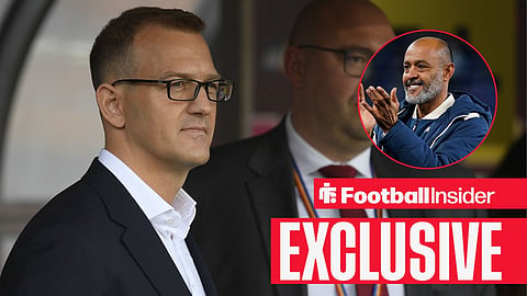 Daniel Kretinsky, left, attends the first league, round 10, match AC Sparta Praha vs SK Slavia Praha played in Prague, Czech Republic, on Sunday, September 22, 2019 / Nuno Espirito Santo manager of West Ham United applauds the travelling fans after the Everton vs West Ham United Premier League match at Hill Dickinson Stadium, Liverpool