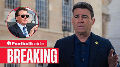 ANDY BURNHAM, Mayor of Greater Manchester, is seen outside BBC as he appears on Sunday With Laura Kuenssberg. London United Kingdom / Dan Friedkin and Ryan Friedkin watch on from the stands at the Hill Dickinson Stadium